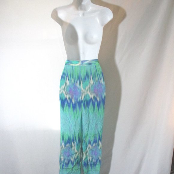 NEW MATTHEW WILLIAMSON Silk Cropped Pants AQUA - Picture 6 of 8